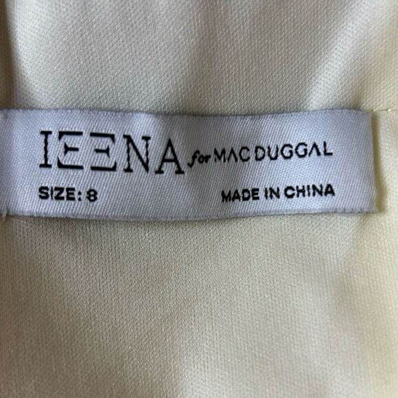 Mac Duggal Ieena NWT Ruffle Tiered Buckle Detail Dress in Cream Size 8 - Picture 14 of 16